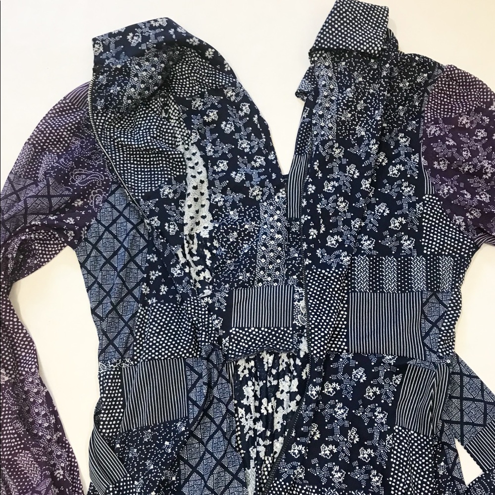 Vintage Prairie Maxi Dress Lace Trim Patchwork 70s - Picture 7 of 8